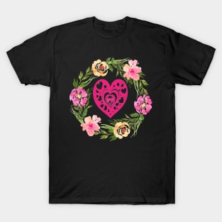 FLOWER HEART ART T-Shirt